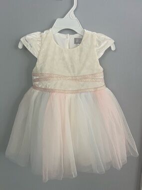 The Children's Place Cream dress with tulle overlay